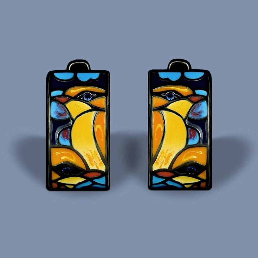 Maxpower (Black) Unique Black Earrings For Women Chic Blue Spinel Bird Enamel Trendy Gifts Fine Jewelry Handmade Party Jewelry Blue,Black