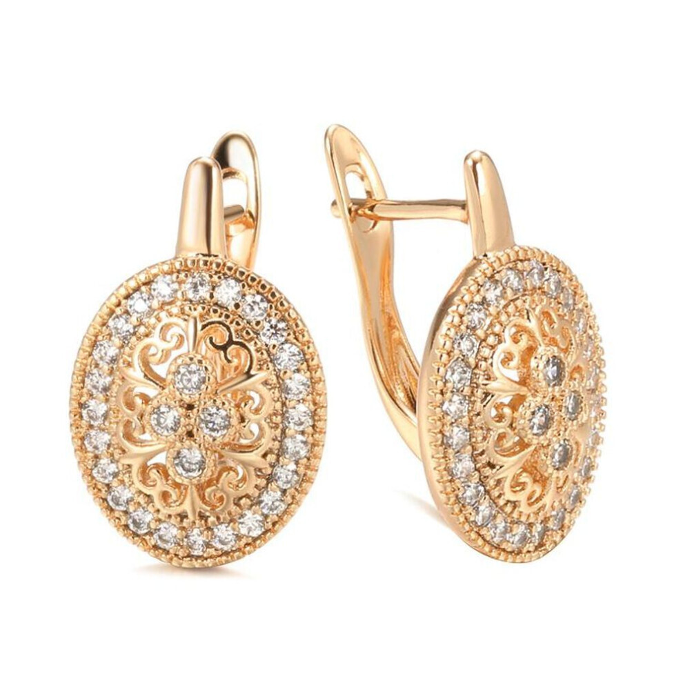 Maxpower (Rose Gold) Kinel Hollow White Zircon Wedding Earrings Rose Gold Color Women Drop Earrings White,Gold
