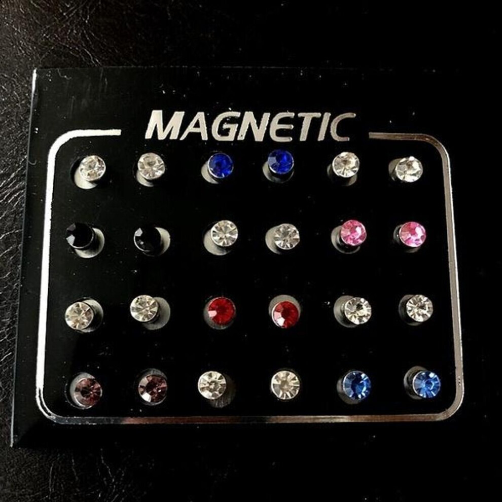 (multicolor, 3 mm) 12pair Simple Magnetic Ear Studs Set - Cute Magnet Earrings For Women Girl No Hurt