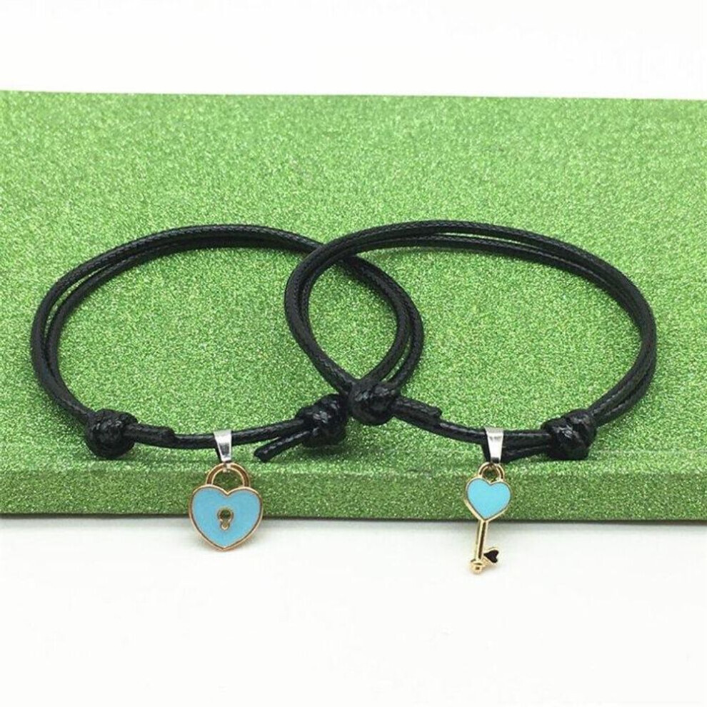 Maxpower (Blue) Jewelry A Simple Couple Bracelet Key Love Lock Bracelet Jewelry Bracelet