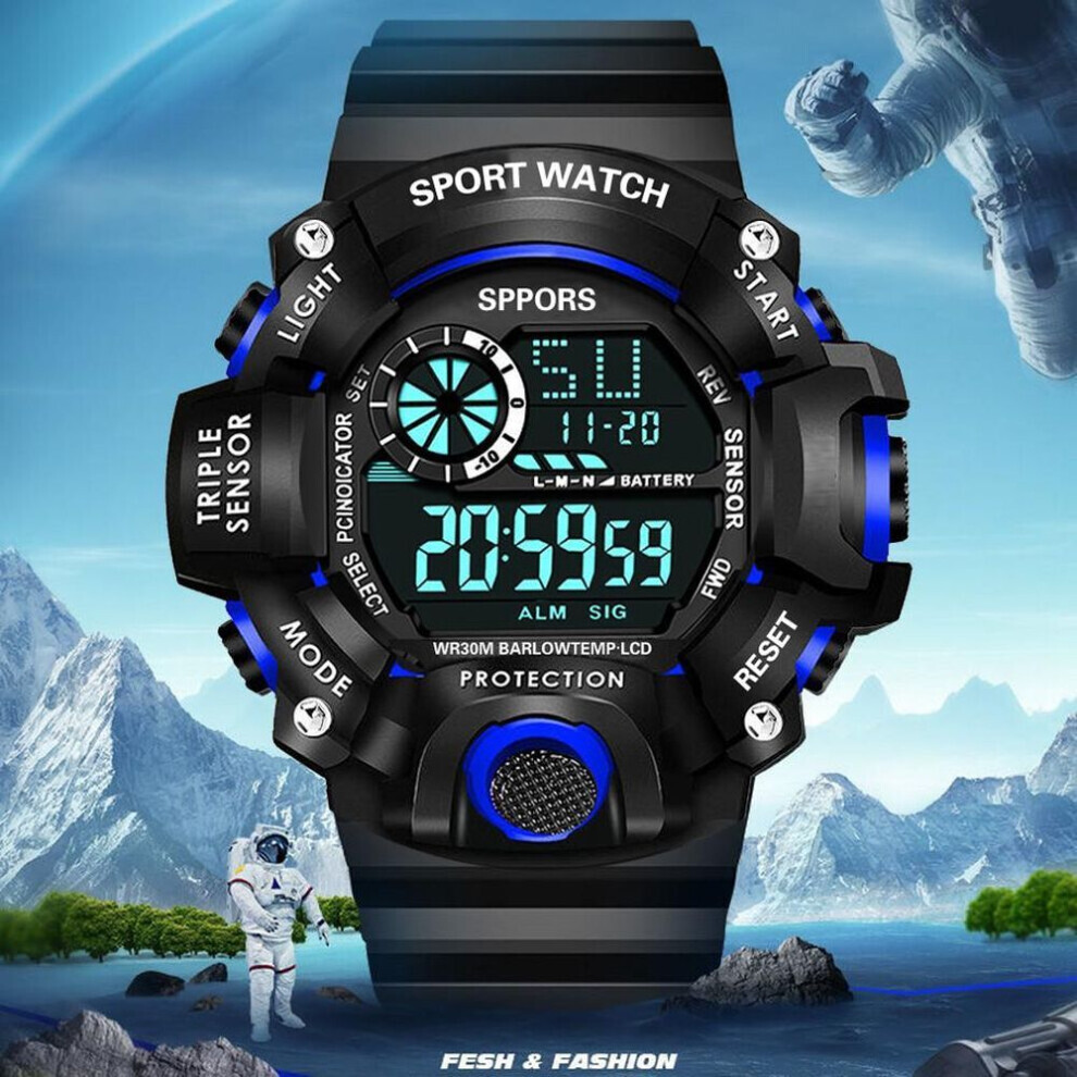 Maxpower (Blue) Fashion Multifunction Sports Watch Display Date Calendar Week Alarm Unisex Watch