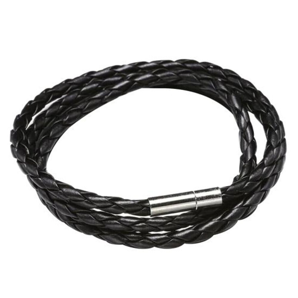 (black) Vintage Women Men Multilayer Braided Leather Cuff Bangle Wristband Bracelet Gift