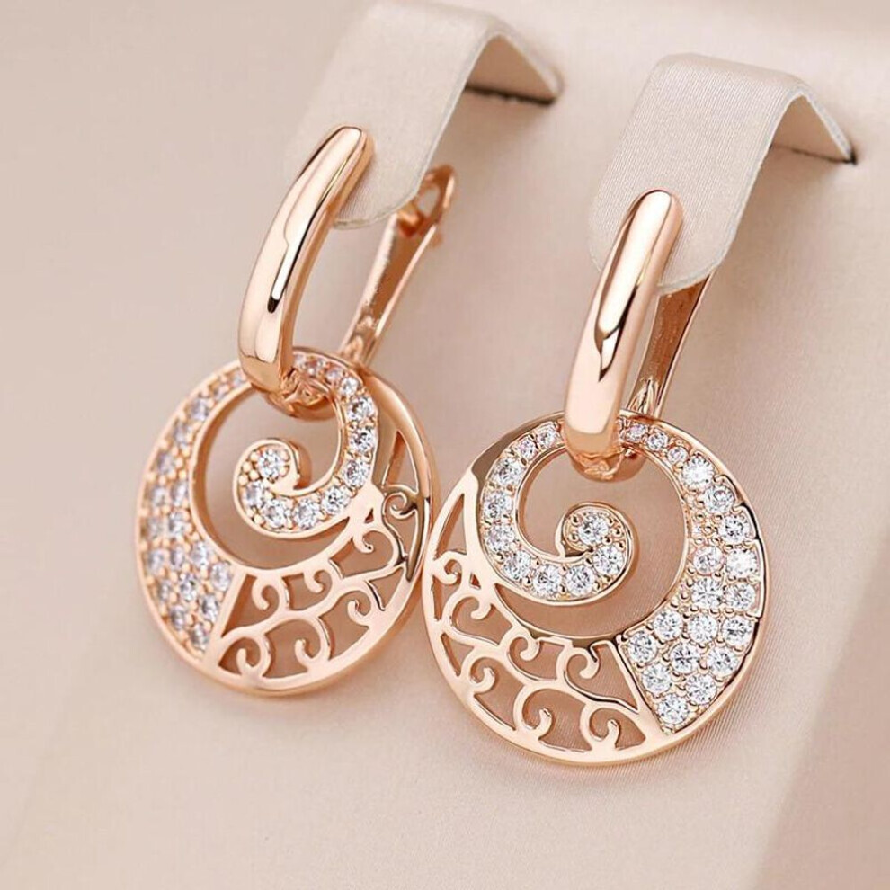 Maxpower (Golden) 1 Pair Crystal Flower Drop Earrings For Women Golden Color Zircon Accessories Jewelry