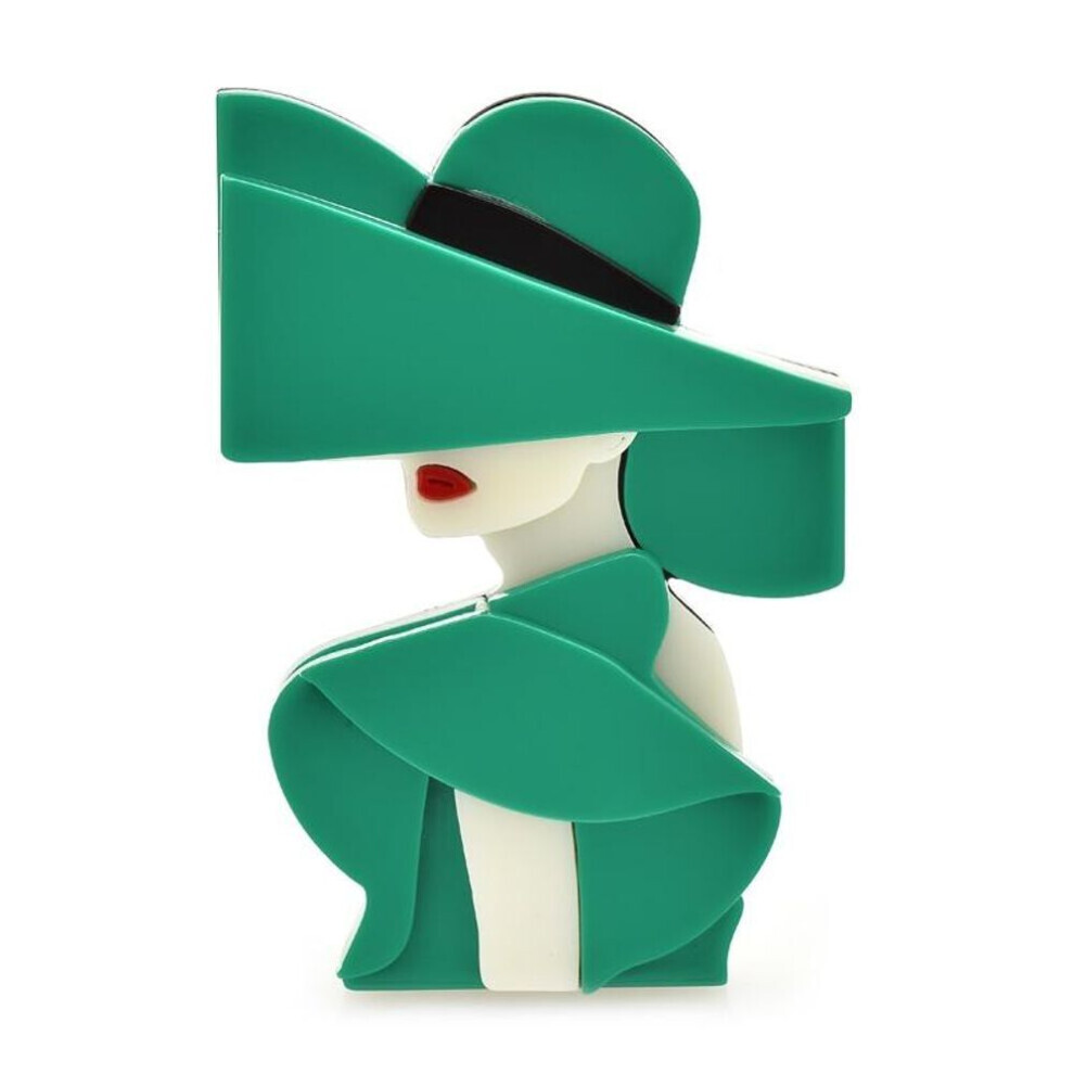 Maxpower (Green) Blucome Acrylic Charming Lady Brooches For Women 2-Color Wear Hat Modern Girl Party Office Brooch Pin Gifts Green