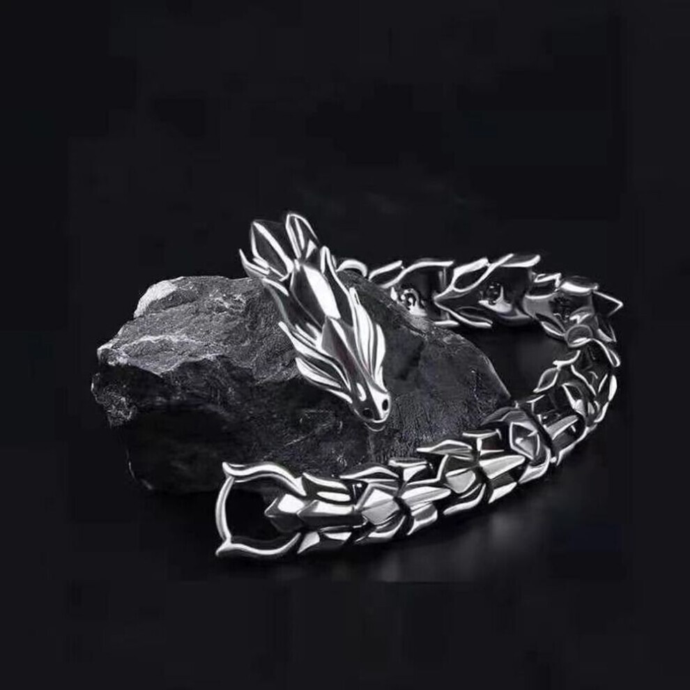 (silver, 20cm) Fashion Retro Gold Dragon Thick Bracelet Personality Hip Hop Dragon Bracelet Animal Chain Bracelet Charm Men&apos;s Jewelry Accessories