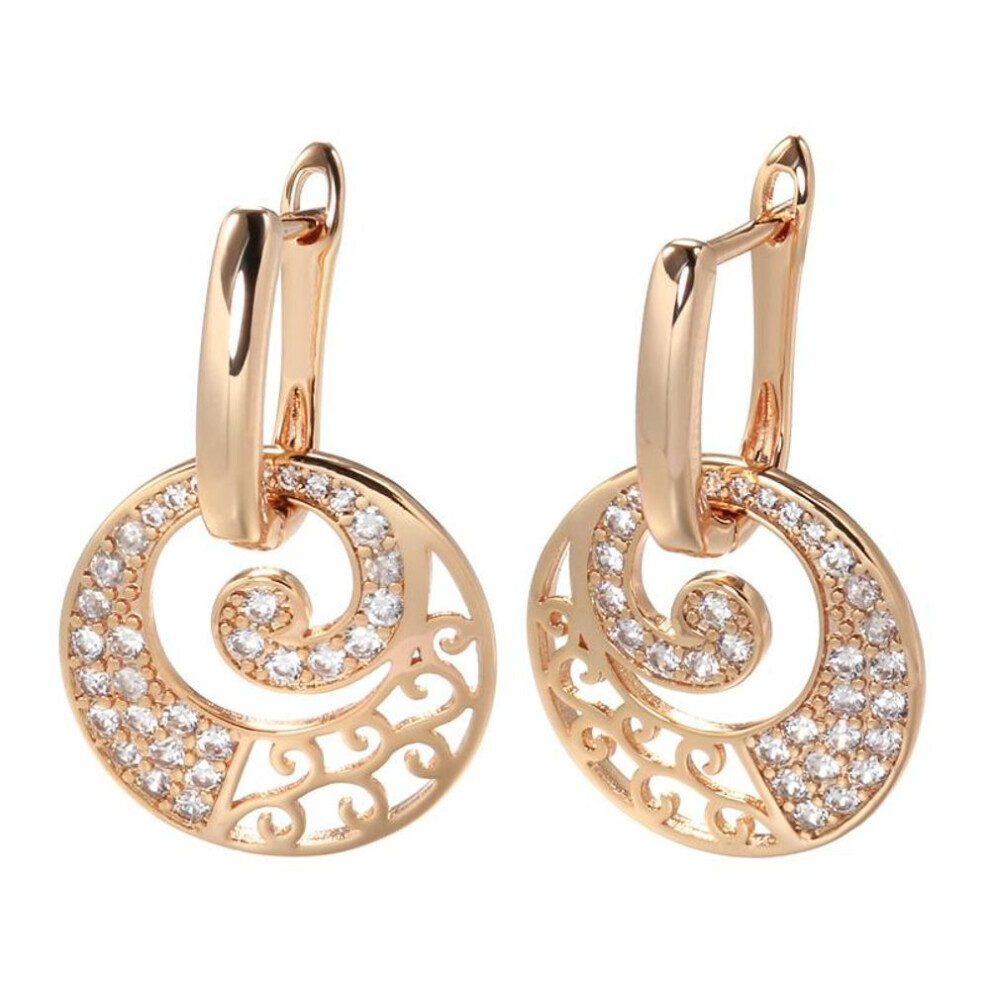 Maxpower (As The Picture) Elegant Moon Texture Zircon Women's Dangle Earrings Color Pendant Piercing Jewelry Gold
