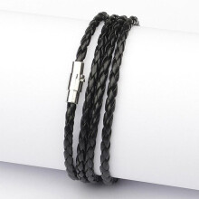 (black) Fashion Wristband Wrap Cuff Unisex Women Men Pu Leather Bracelet Jewelry Gifts