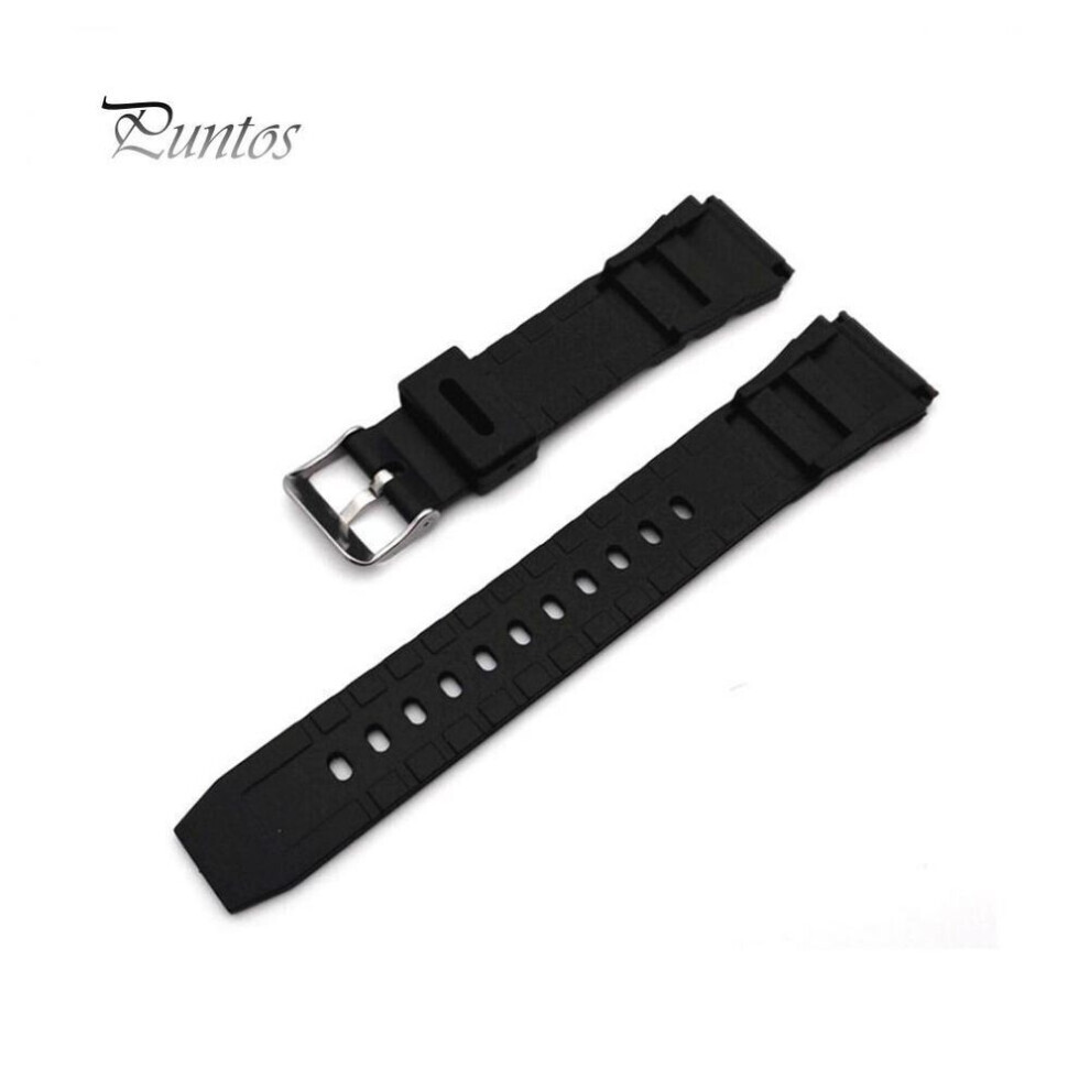 (18mm) 18-22mm Men Black Silicone Rubber Waterproof Sport Wrist Watch Band Strap