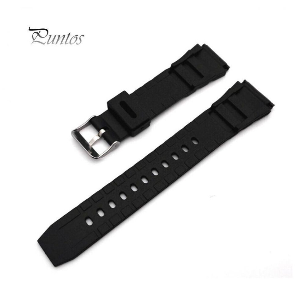 (20mm) 18-22mm Men Black Silicone Rubber Waterproof Sport Wrist Watch Band Strap