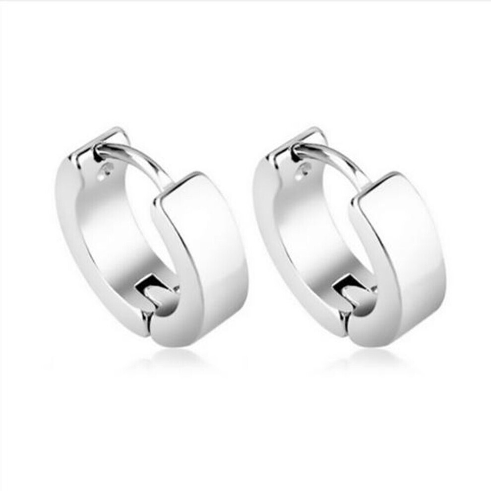 (silver) Unisex Hoop Earrings Gold Silver Color Colorful Round Ear Rings For Women Men Ear Clips European Hoops Earring