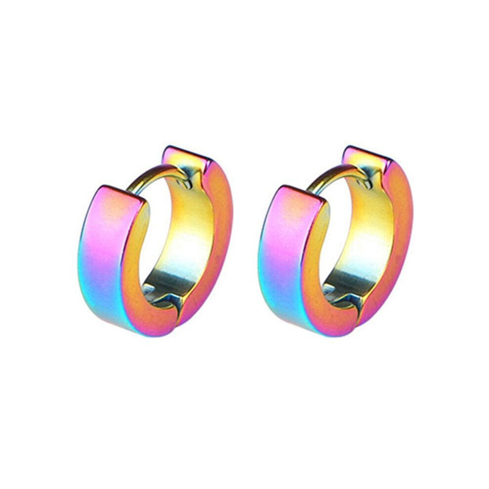 (multicolor) Unisex Hoop Earrings Gold Silver Color Colorful Round Ear Rings For Women Men Ear Clips European Hoops Earring