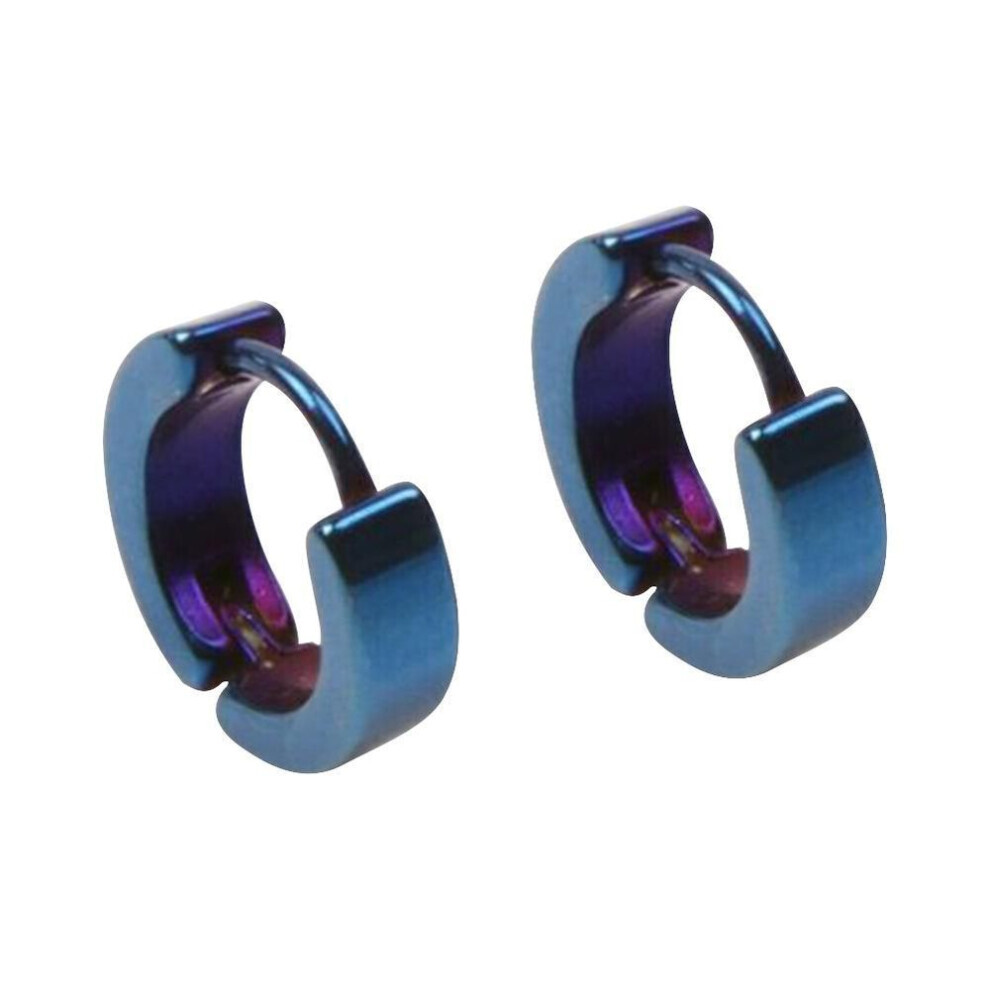 (blue) Unisex Hoop Earrings Gold Silver Color Colorful Round Ear Rings For Women Men Ear Clips European Hoops Earring