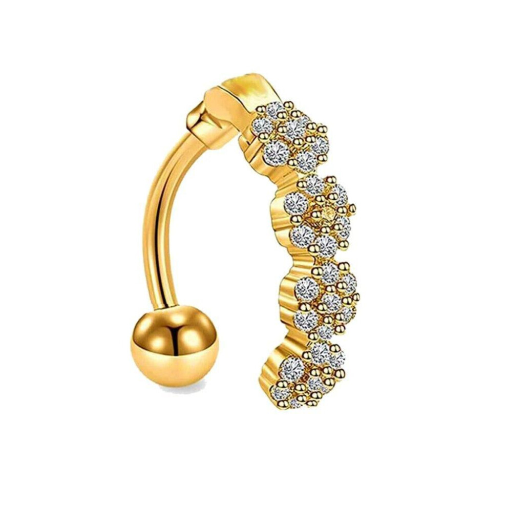 (Gold) Women Trend Piercing Goth Stainless Steel Belly Ring Punk Women&apos;s Navel Rings Body Jewelry Gift