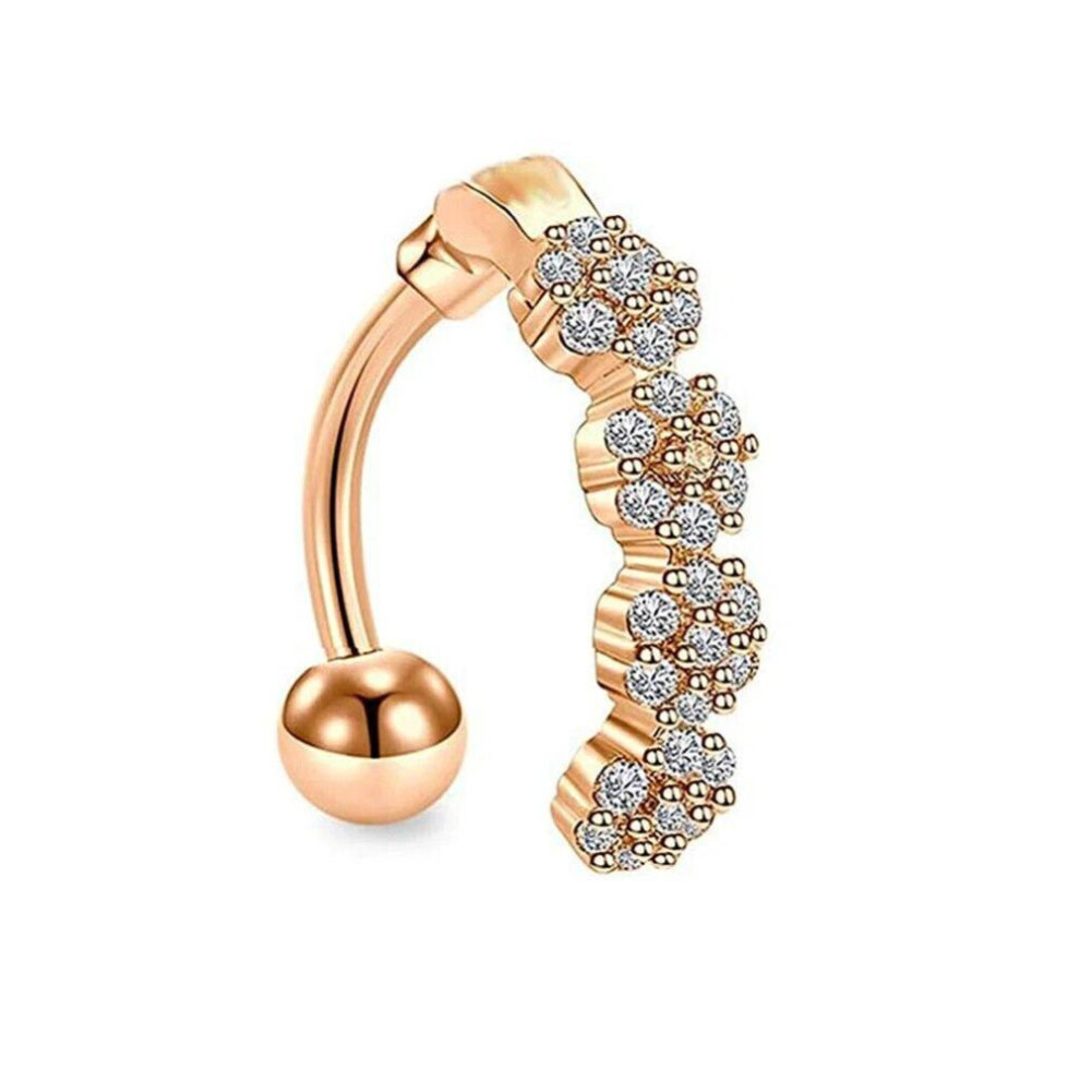 (Rose Gold) Women Trend Piercing Goth Stainless Steel Belly Ring Punk Women&apos;s Navel Rings Body Jewelry Gift
