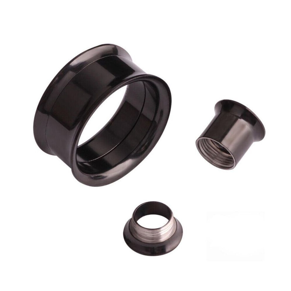 (black, 18mm) 2x 316l Steel Body Piercing Jewelry Double Flares Screw Ear Expander Flesh Tunnel Plugs Ear Gauges-image-OPC-PG8JSF6-NEW
