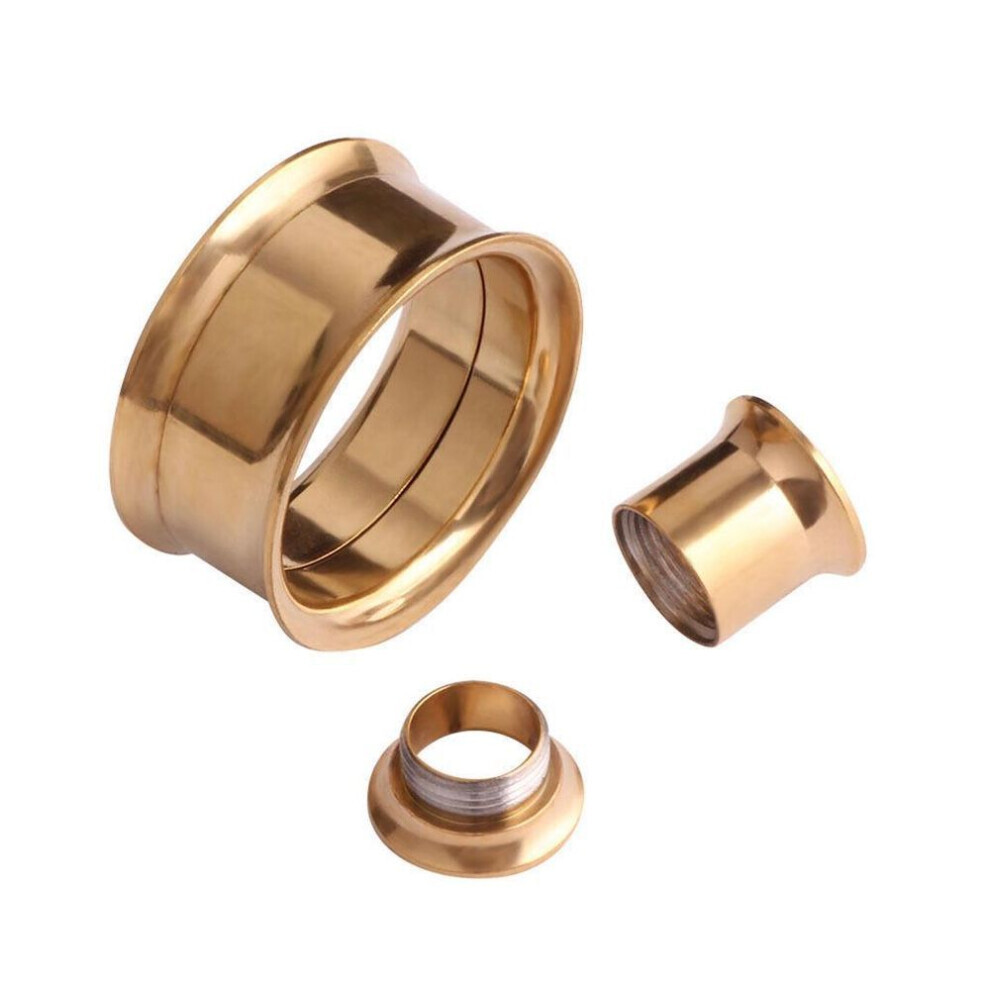 Maxpower (Gold, 3Mm) 2X 316L Steel Body Piercing Jewelry Double Flares Screw Ear Expander Flesh Tunnel Plugs Ear Gauges