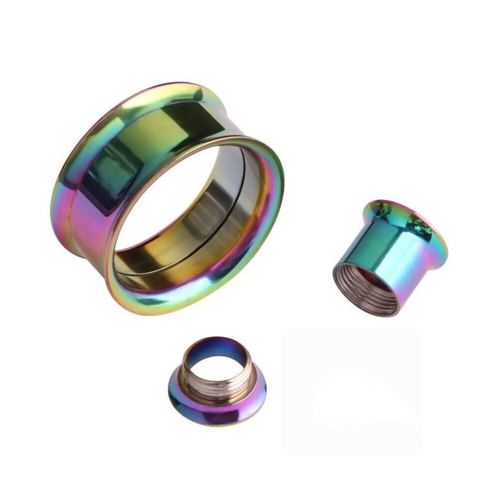Maxpower (Multicolor, 8Mm) 2X 316L Steel Body Piercing Jewelry Double Flares Screw Ear Expander Flesh Tunnel Plugs Ear Gauges