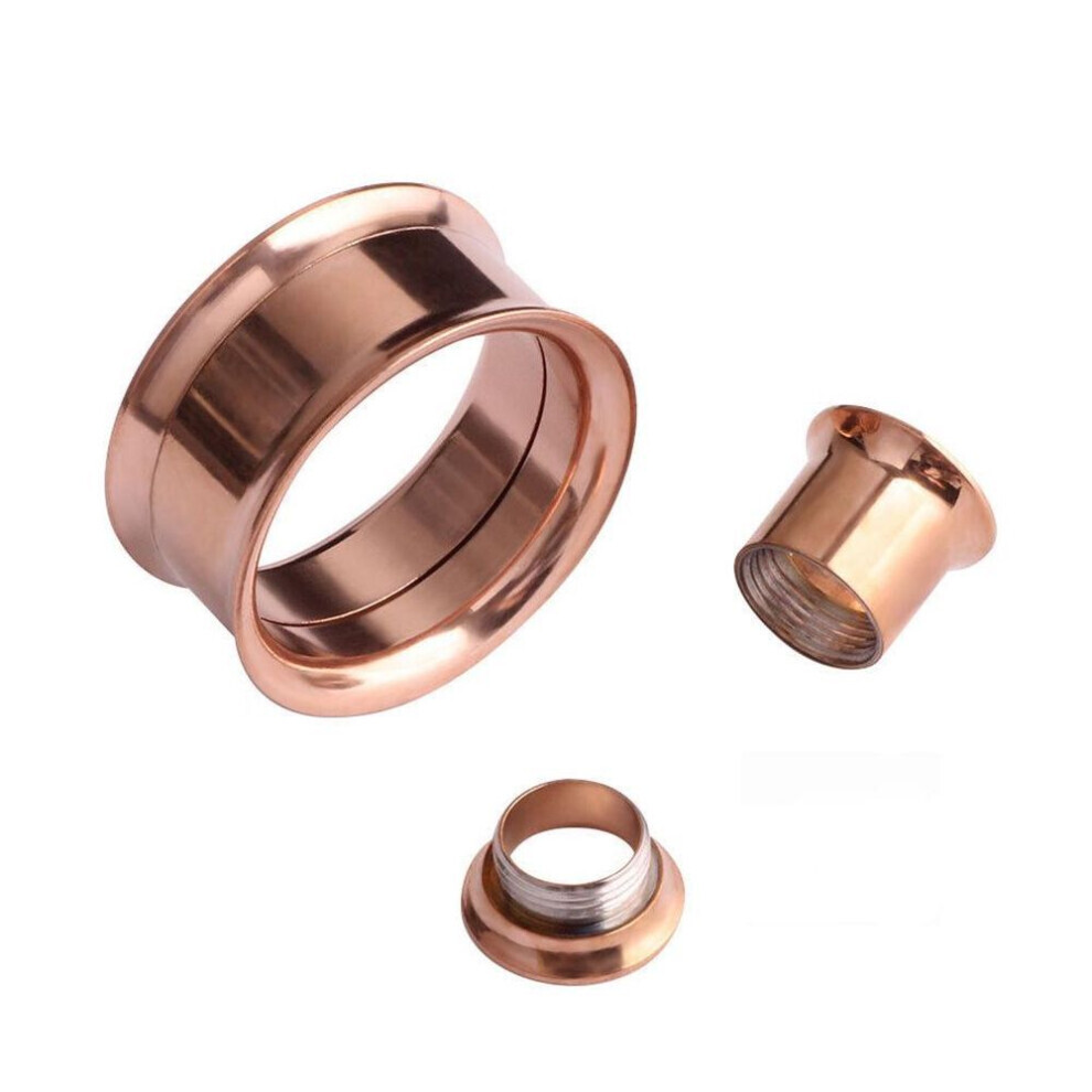 (rose gold, 14mm) 2x 316l Steel Body Piercing Jewelry Double Flares Screw Ear Expander Flesh Tunnel Plugs Ear Gauges-image-OPC-PG8JSHP-NEW