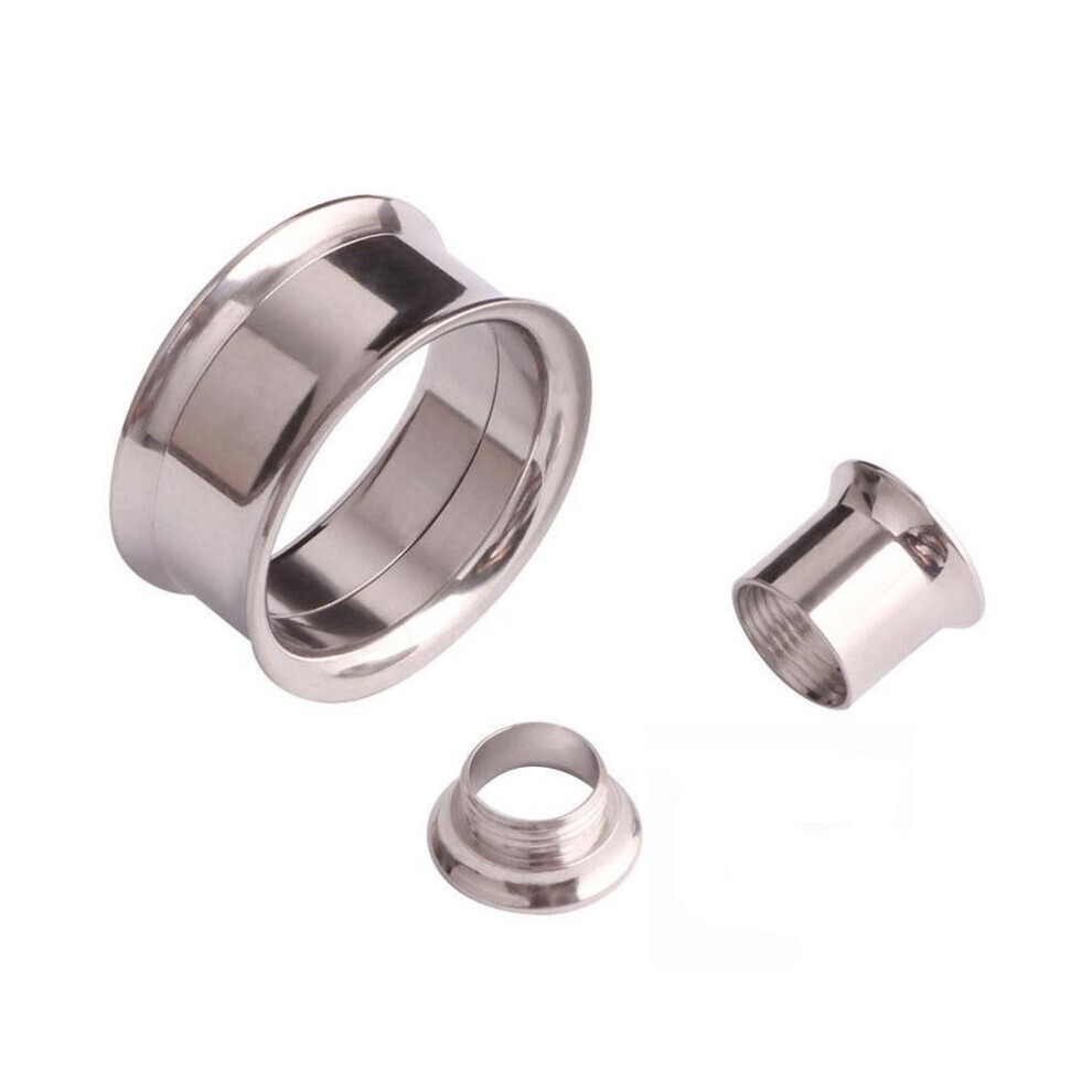 Maxpower (White, 10Mm) 2X 316L Steel Body Piercing Jewelry Double Flares Screw Ear Expander Flesh Tunnel Plugs Ear Gauges