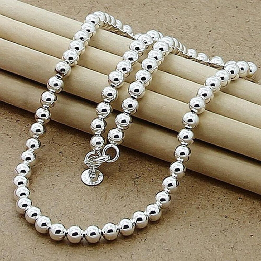 Maxpower (45Cm) 6Mm Smooth Bead Chain Necklace 925 Sterling Fashion Jewelry Silver