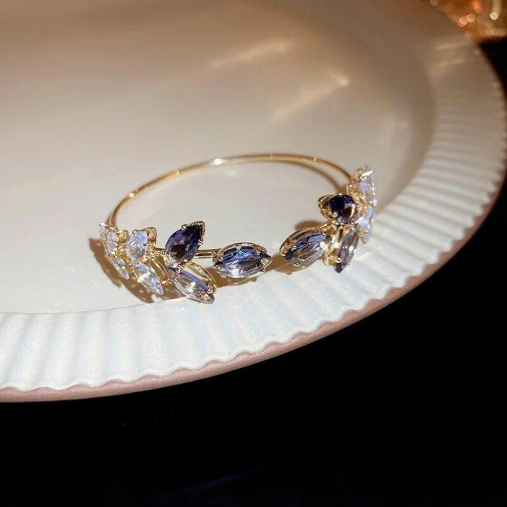 Maxpower (Purple) Korean Exquisite Simple Leaf Open Bracelet Elegant Fashion Butterfly Sweet Bracelet Women Jewelry