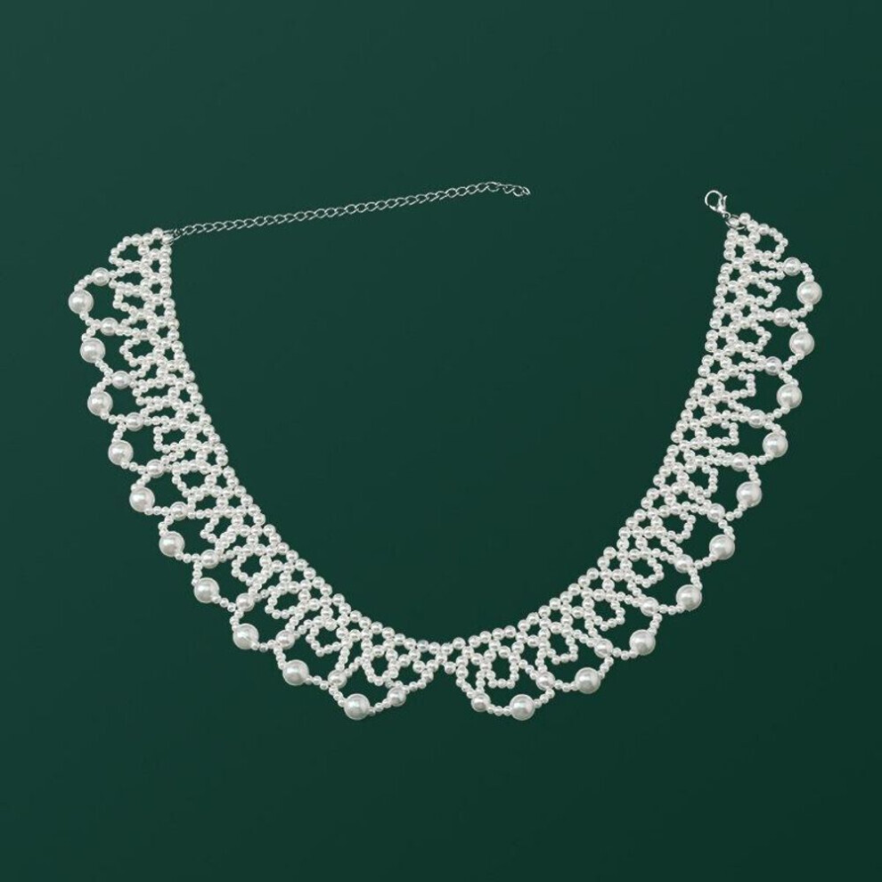 Maxpower (As The Picture, A16) Vintage Korean Pearl Pendant Collar Necklace White