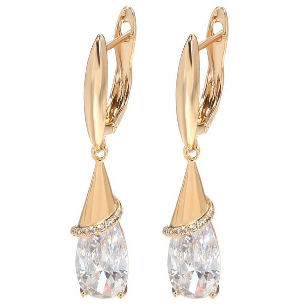 (white) Kinel Purple Zircon Drop Earrings For Women With Rose Gold Color