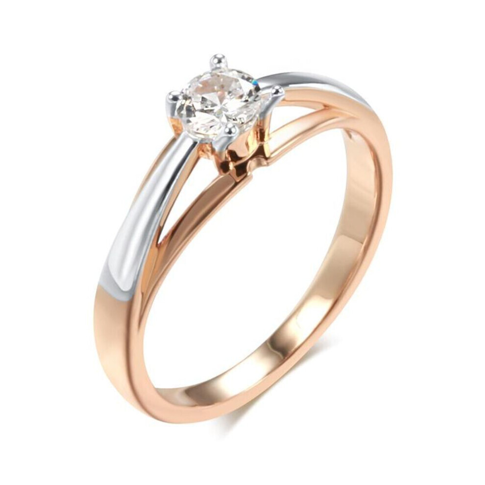 (7) Personality Gold Silver Color Match Zircon Wedding Rings For Women Classic Design Trendy Jewelry