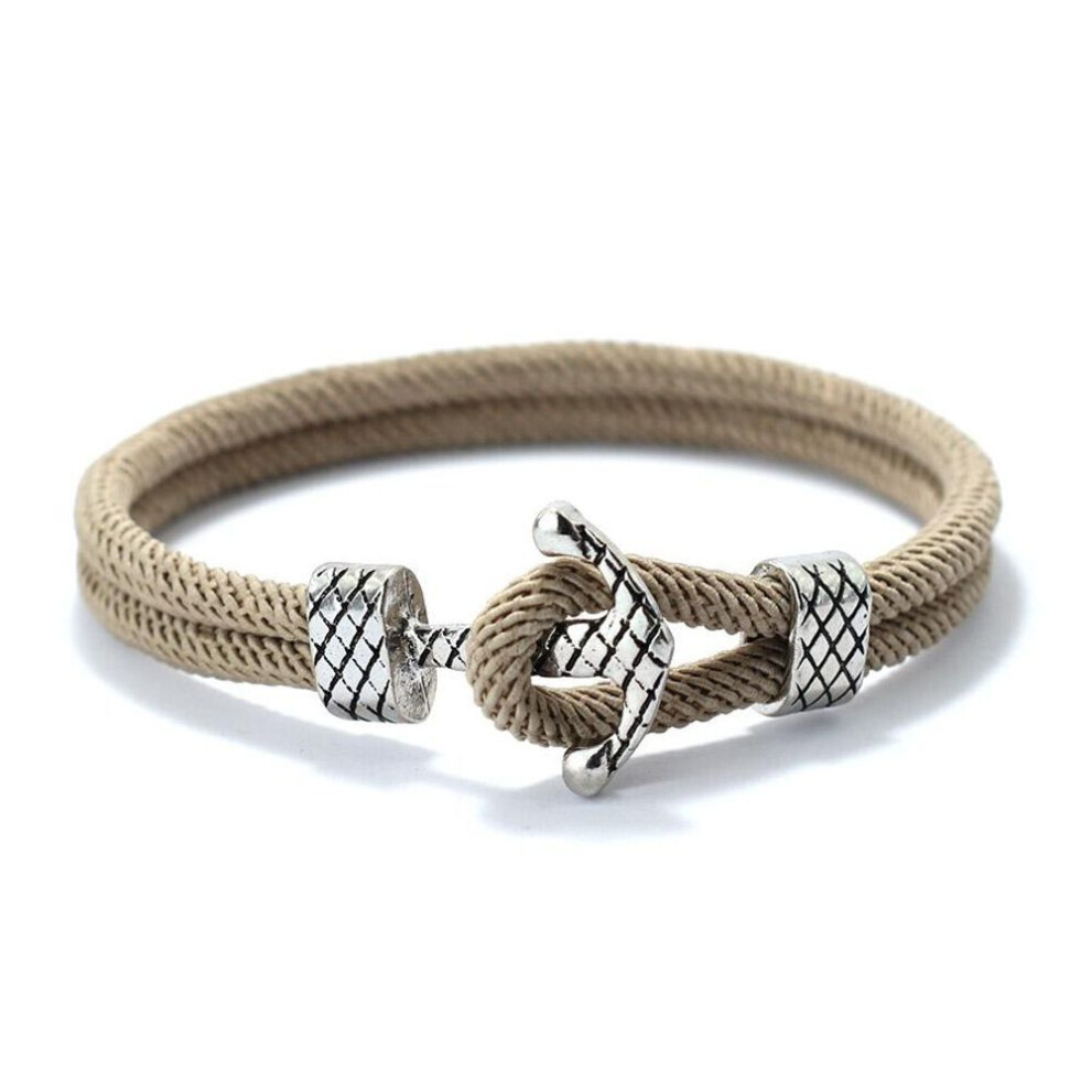 (as the picture) 4mm Handmade Milan Rope Bracelet Antique Silver Color Anchor Braclet For Men Cool Armband Jewelry Homme