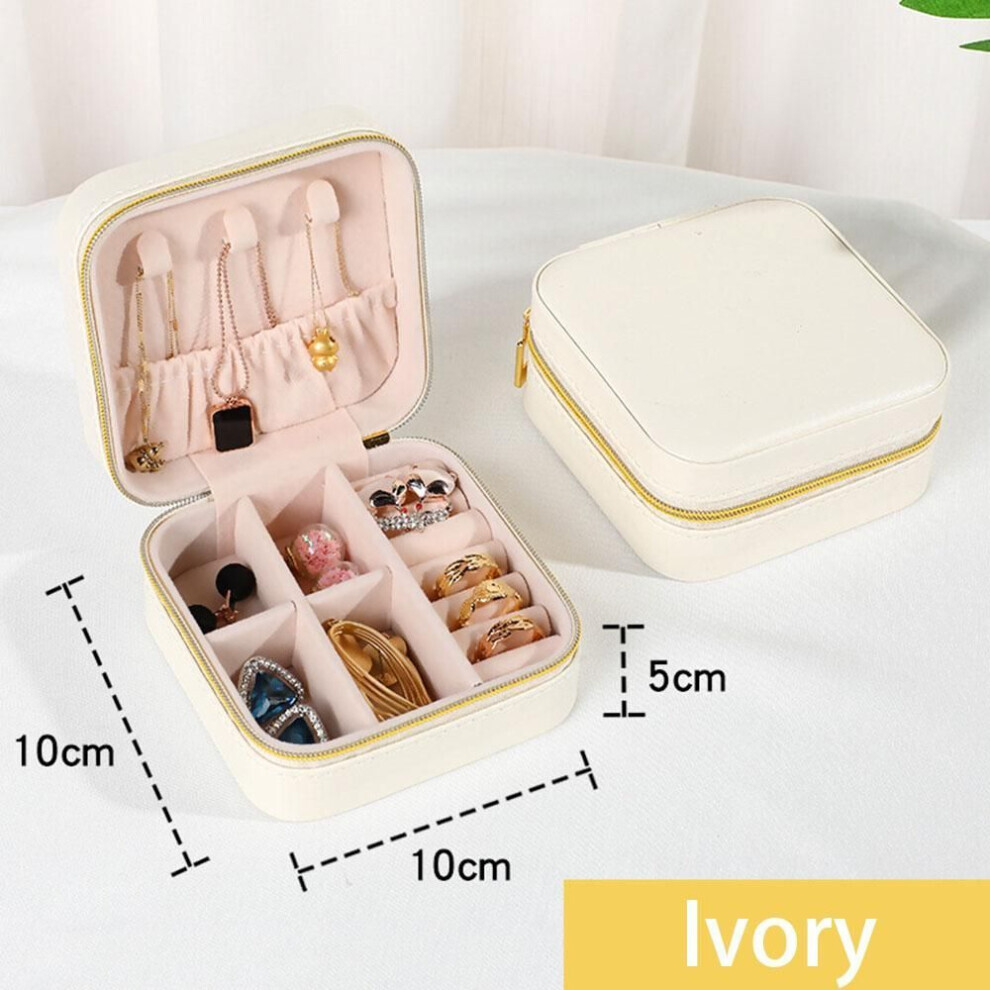 (ivory) 2023 Jewelry Organizer Display Travel Jewelry Case Boxes Portable Locket Necklace Jewelry Box Leather Storage Earring Ring Holder-image-OPC-PG8JSY2-NEW