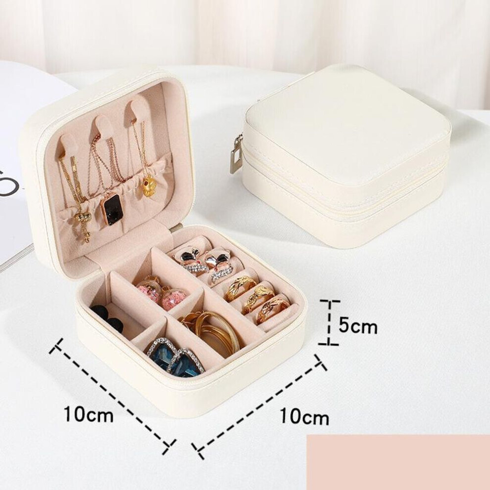(white) 2023 Jewelry Organizer Display Travel Jewelry Case Boxes Portable Locket Necklace Jewelry Box Leather Storage Earring Ring Holder