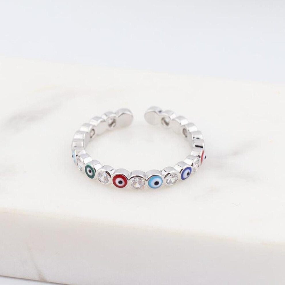Maxpower (D) New Bohemia Lucky Turkish Blue Evil Eye Rings Dripping Oil Open Adjustable Finger Rings For Women Jewelry Gift