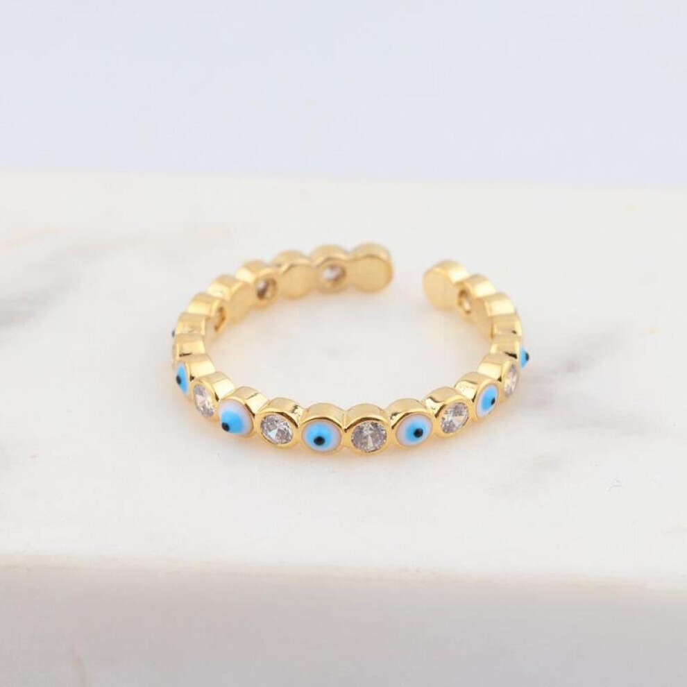 Maxpower (B) New Bohemia Lucky Turkish Blue Evil Eye Rings Dripping Oil Open Adjustable Finger Rings For Women Jewelry Gift