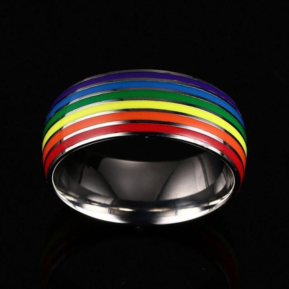 (10) Six-color Ring Fashion Women And Man Rainbow Trend Jewelry