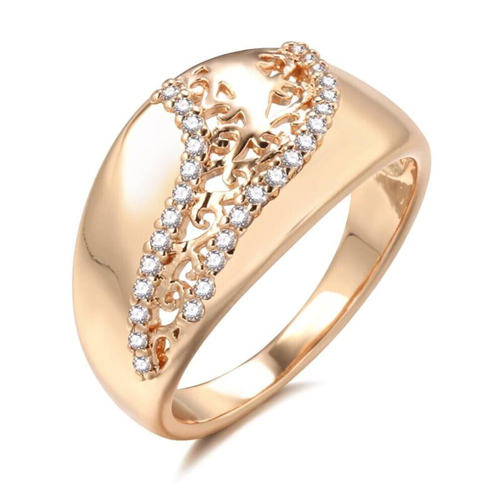 Photos - Ring MAXPOWER  Kinel Glossy Rose Gold Color  For Women Big Size Luxury  (rose gold, 8)