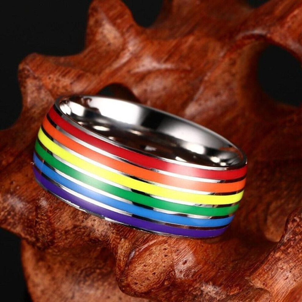 (11) Six-color Ring Fashion Women And Man Rainbow Trend Jewelry
