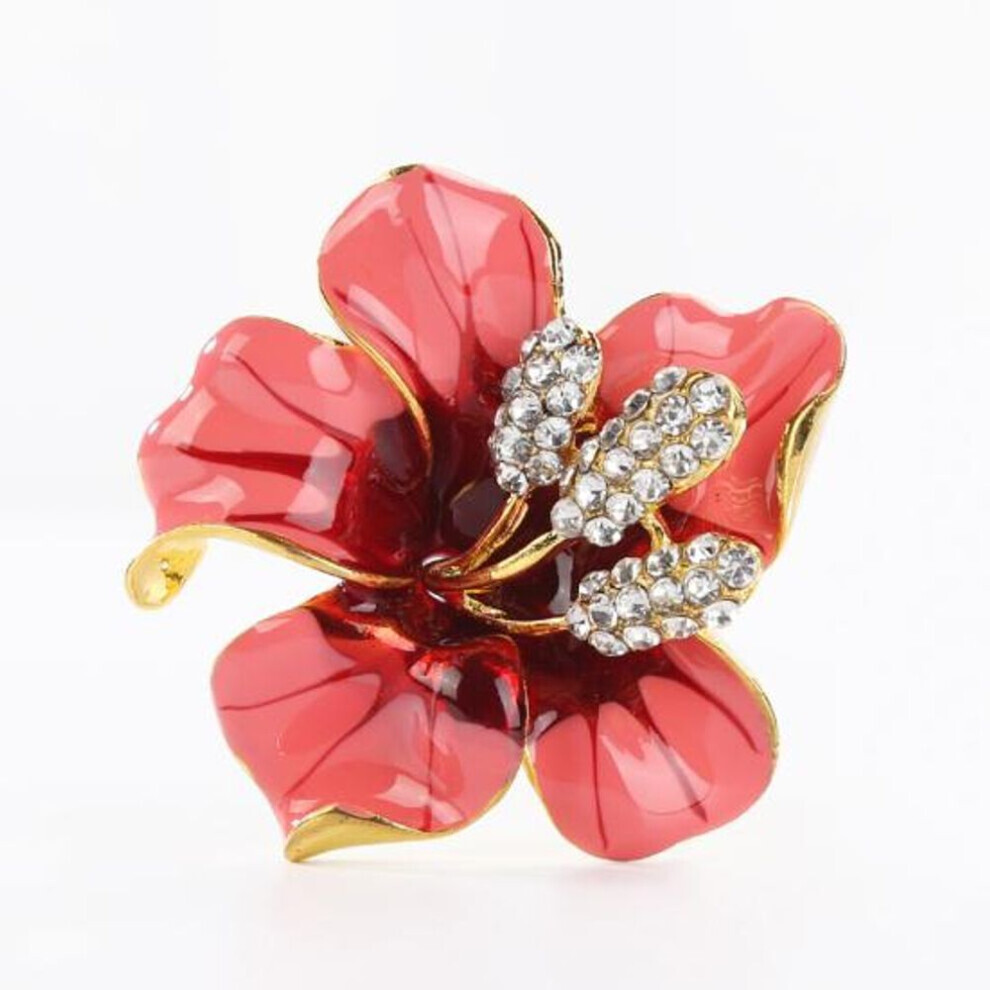 Maxpower (Rose ) Crystal Rhinestone Lily Flower Scarf Brooch Pin Women Elegant Jewelry Gift Red