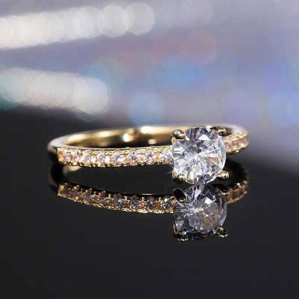 Maxpower (Gold, 11) Trendy Claws Design Crystal Zircon Engagement Rings For Women Female Wedding Jewelry Accessories Gift Fashion Women Rings