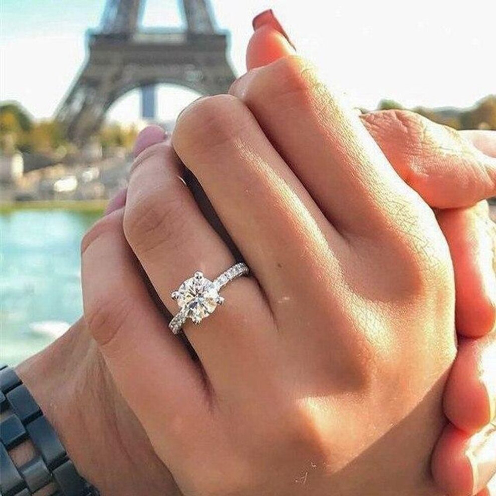 (silver, 8) Trendy Claws Design Crystal Zircon Engagement Rings For Women Female Wedding Jewelry Accessories Gift Fashion Women Rings