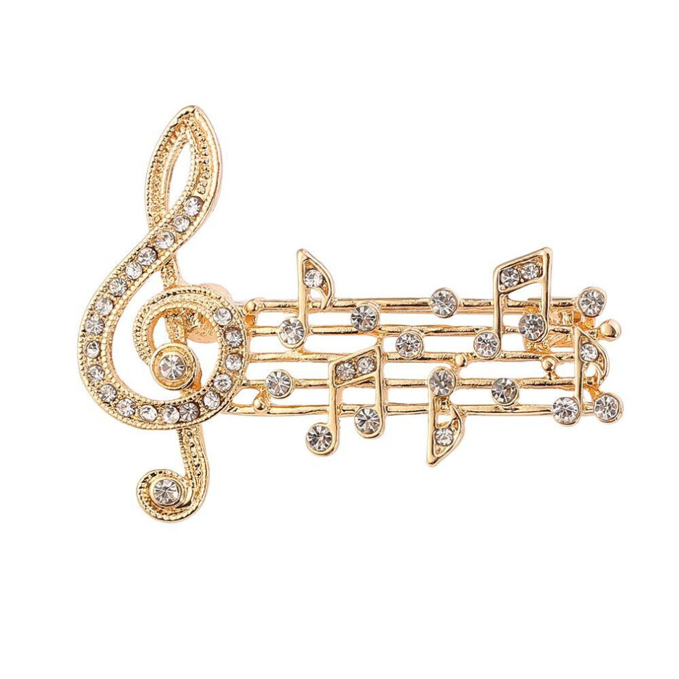 Maxpower (Gold) Fashion Music Note Brooches Pins Gold Silver Color Enamel Brooch Elegant Party Accessories For Musical Lovers Silver,Gold