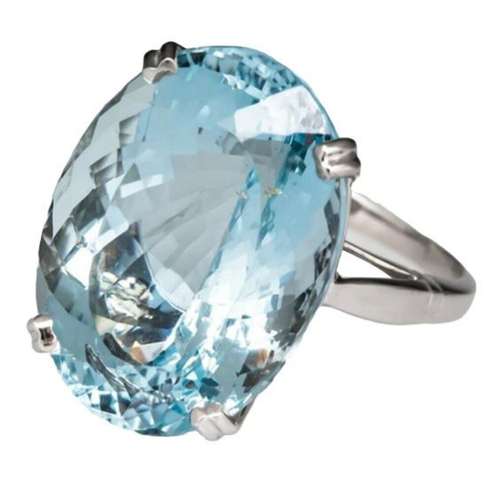(blue, US 11) Glitter Oval Cut Rhinestone Inlaid Ring Bridal Wedding Engagement Jewelry Gift