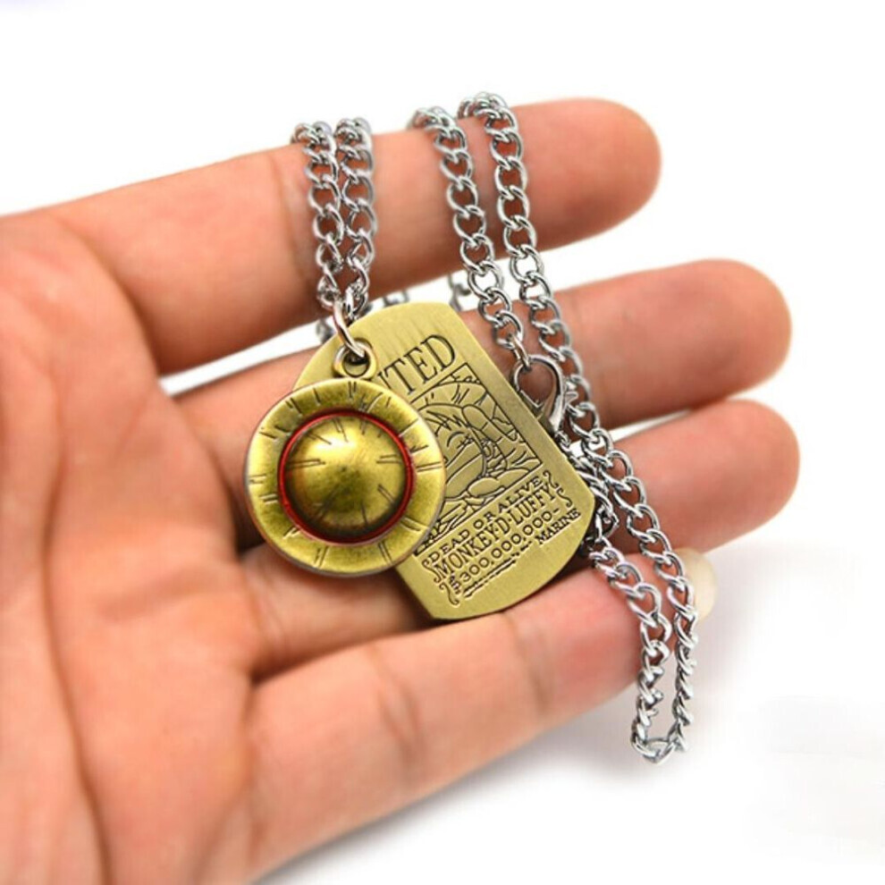 (as the picture) Anime One Piece Necklace Luffy Straw Hat And Skull Logo Dog Tag Pendant Men Fashion Choker Accessories Jewelry Figure Toys