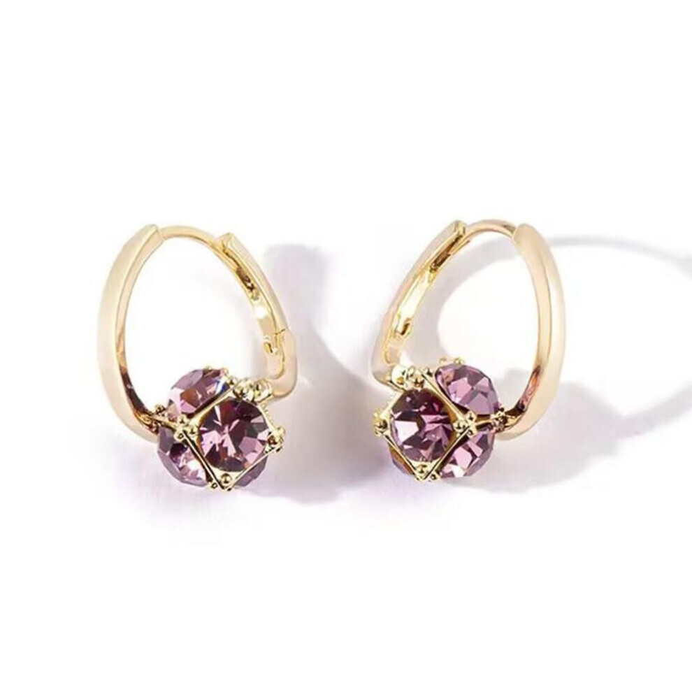 Maxpower (, E1823) Exquisite Zircon Ear Buckles: Trendy High-End Earrings For Women, Cross-Border Bestsellers. Purple