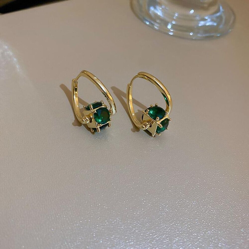Maxpower (, E1823) Exquisite Zircon Ear Buckles: Trendy High-End Earrings For Women, Cross-Border Bestsellers. Green