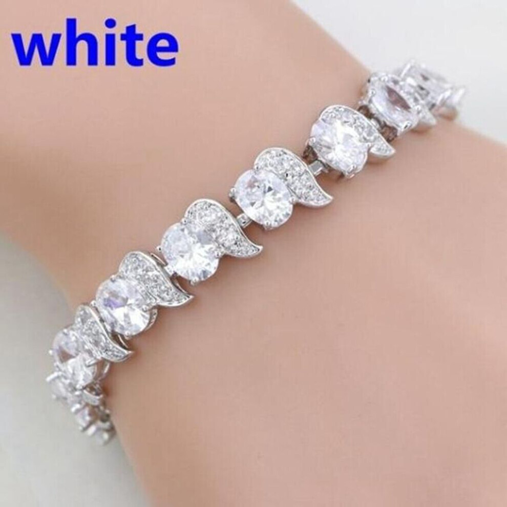 Maxpower (White) Casual Mystic Sky Blue Cubic Zirconia White Cubic Zirconia Charm Bracelets For Women Fashion Bracelet