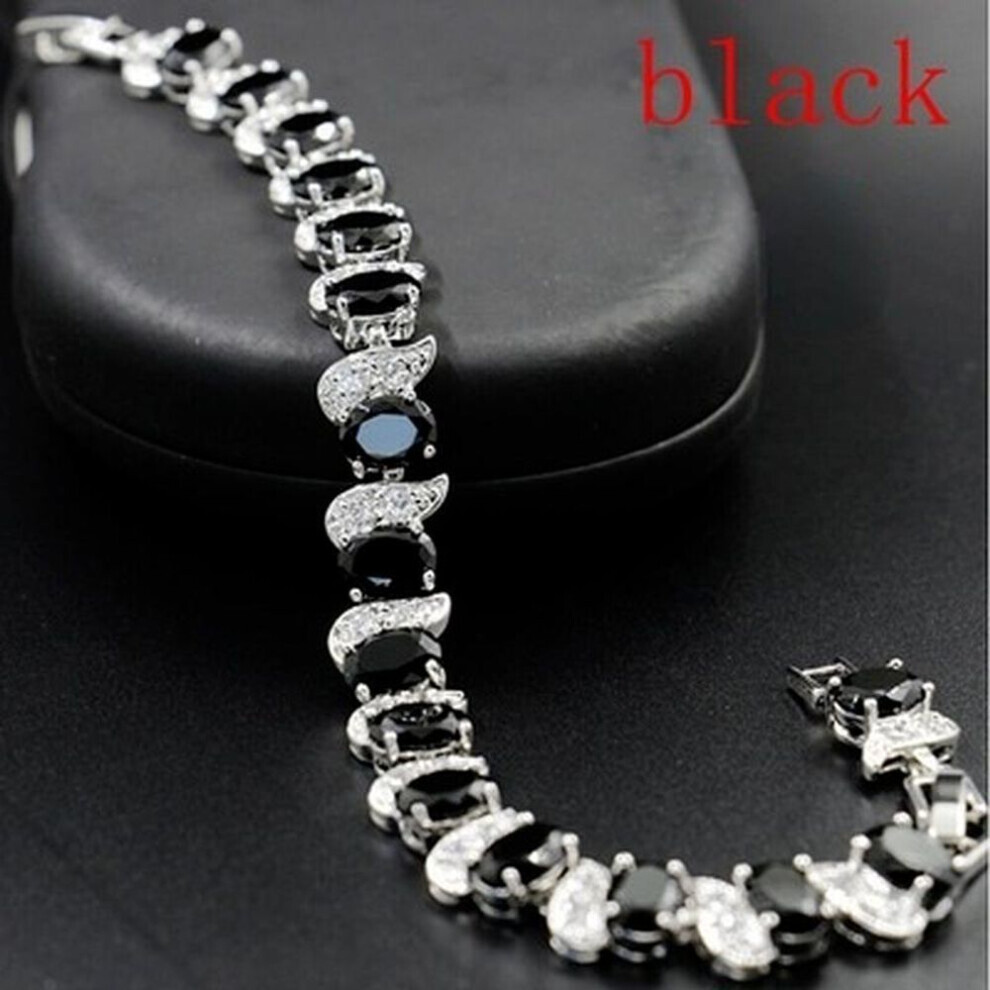 Maxpower (Black) Casual Mystic Sky Blue Cubic Zirconia White Cubic Zirconia Charm Bracelets For Women Fashion Bracelet