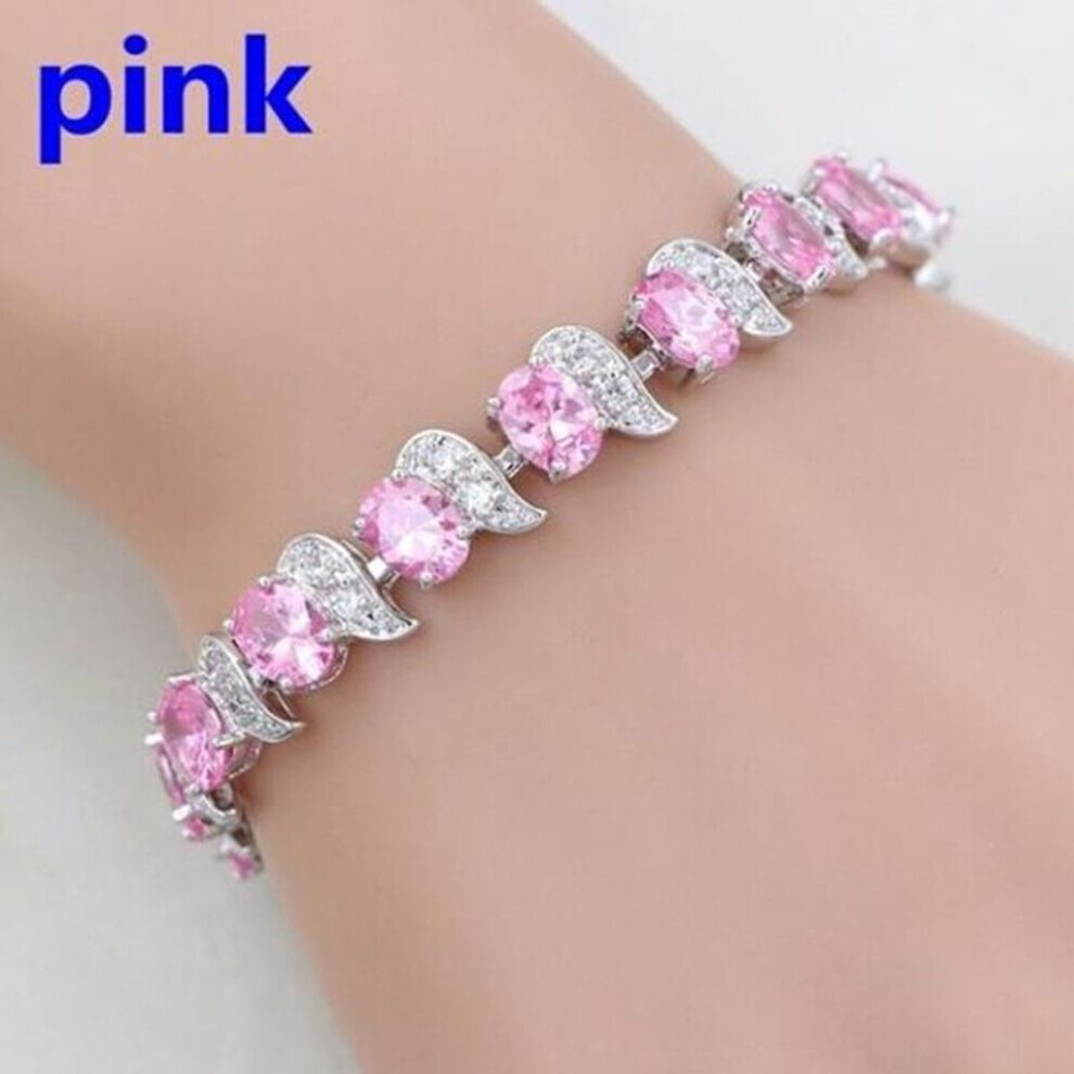 Maxpower (Pink) Casual Mystic Sky Blue Cubic Zirconia White Cubic Zirconia Charm Bracelets For Women Fashion Bracelet