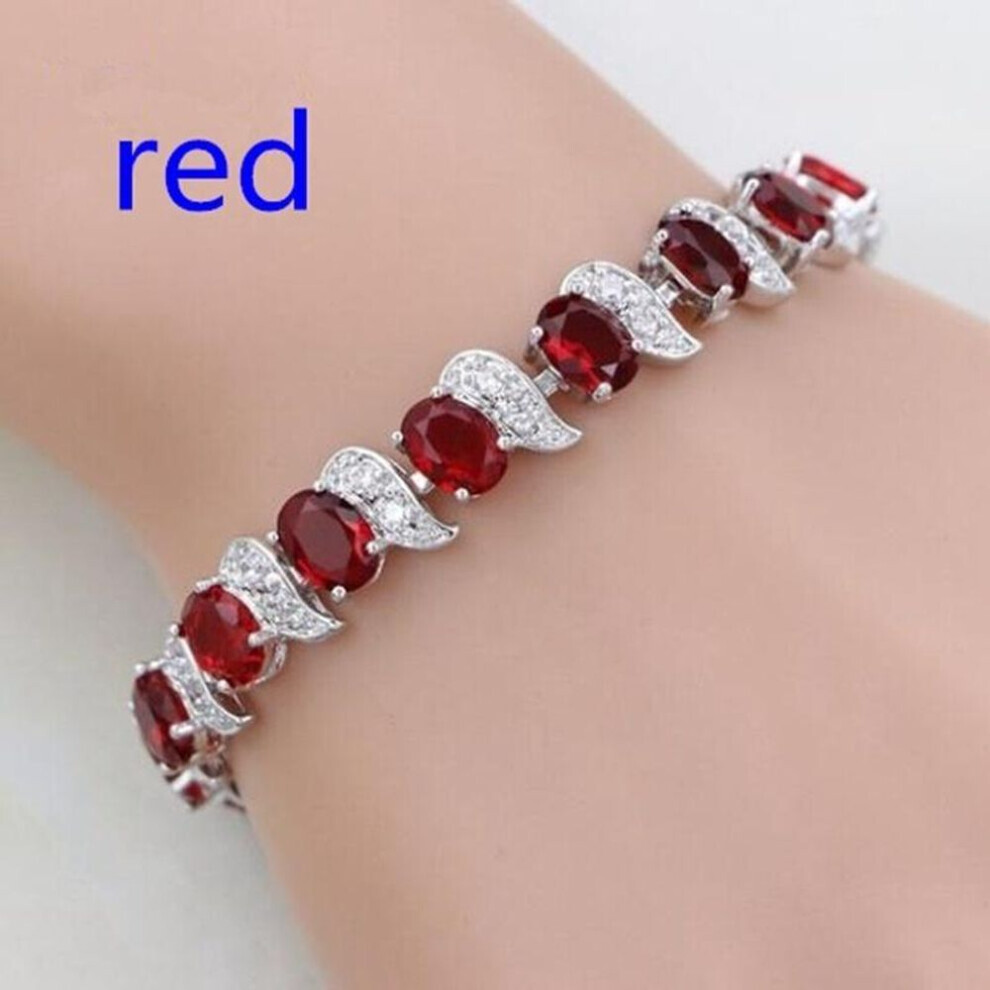 Maxpower (Red) Casual Mystic Sky Blue Cubic Zirconia White Cubic Zirconia Charm Bracelets For Women Fashion Bracelet