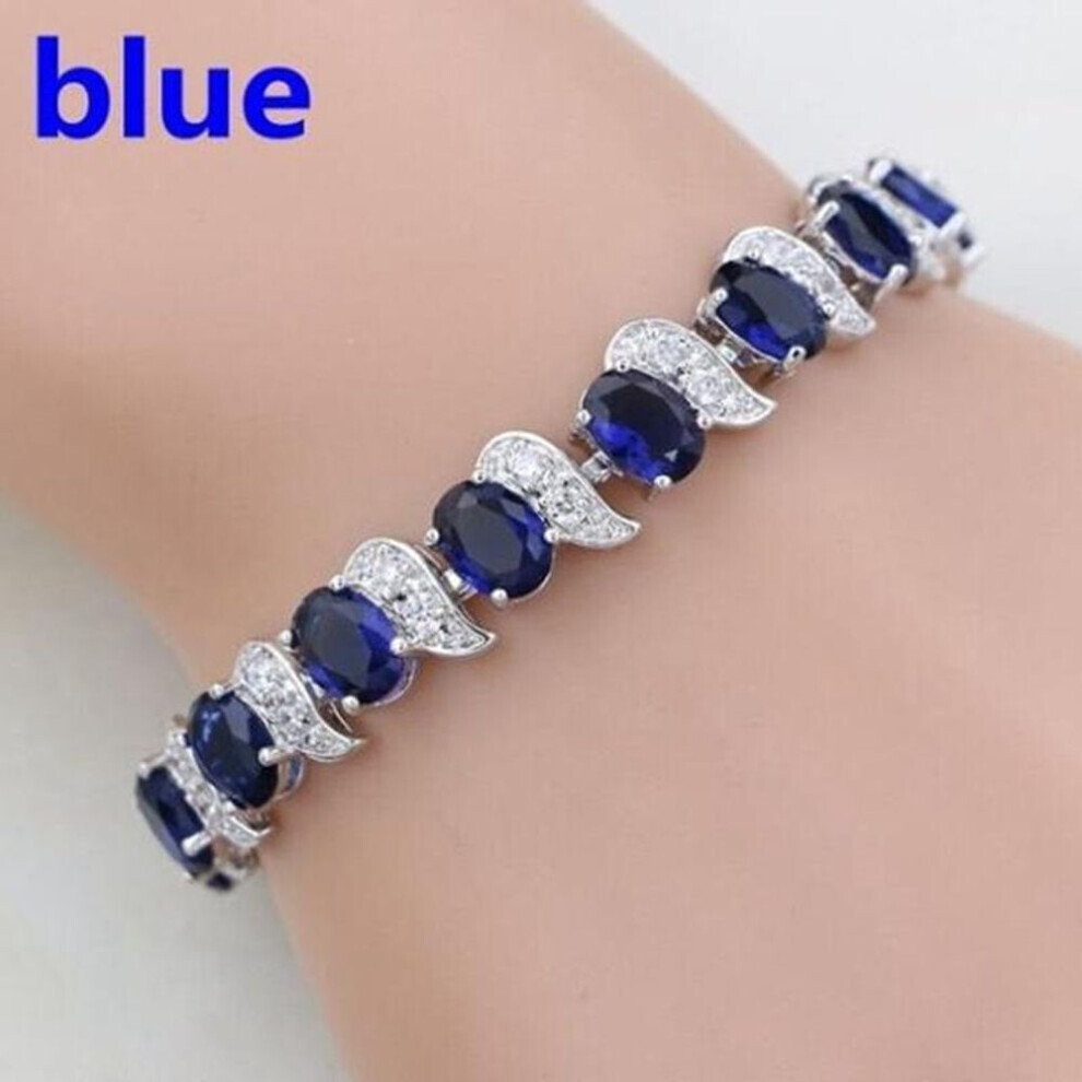 Maxpower (Blue) Casual Mystic Sky Blue Cubic Zirconia White Cubic Zirconia Charm Bracelets For Women Fashion Bracelet