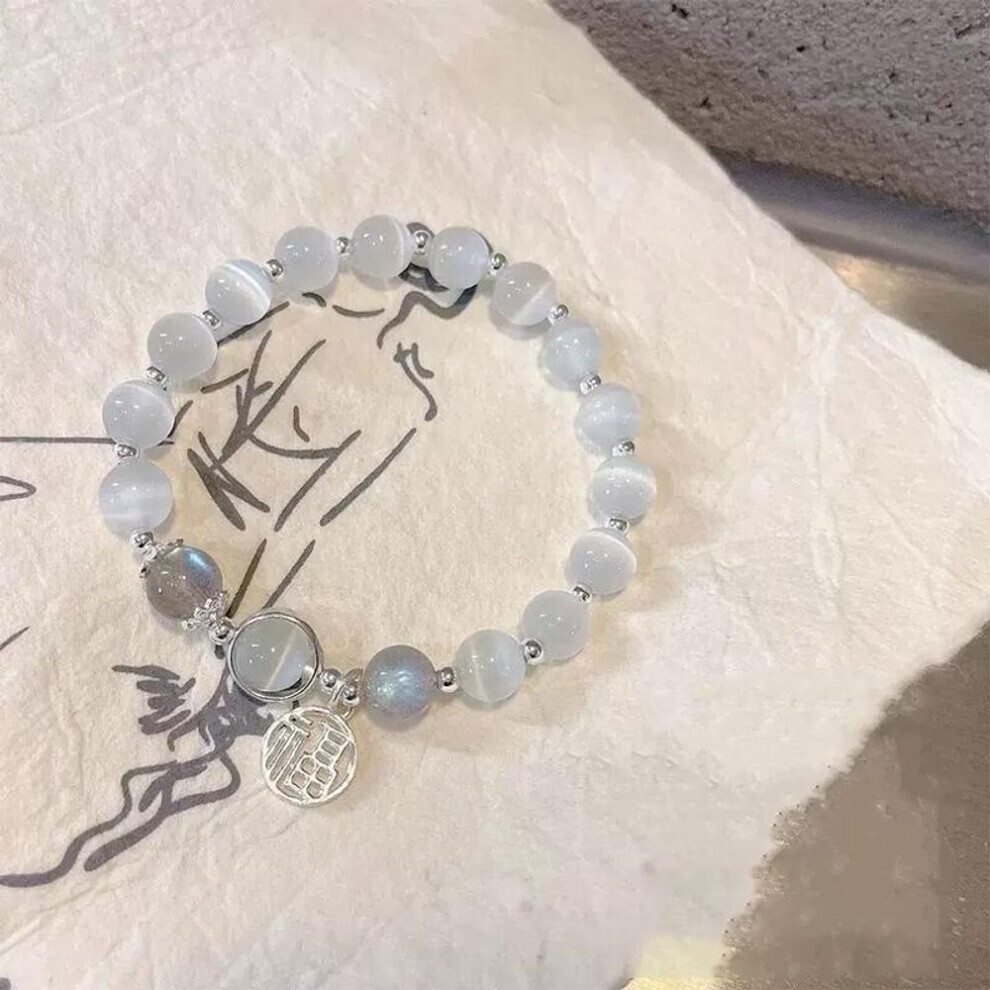(5) Imitation Opal Crystal Beaded Bracelet Fashion Light Luxury Elastic Bangle Simple Wrist Chain For Girl Women Jewelry Accessories